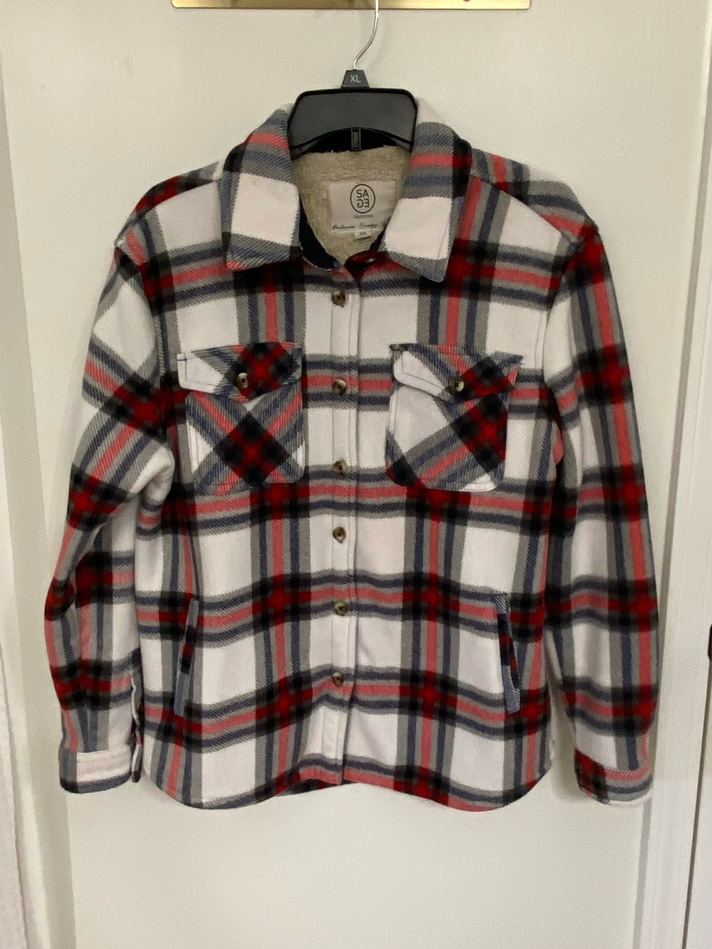 Sage Collective Plaid Sherpa Lined Flannel Shacket Jacket Women’s Medium